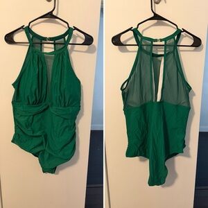 Green Halter One-Piece Swimsuit